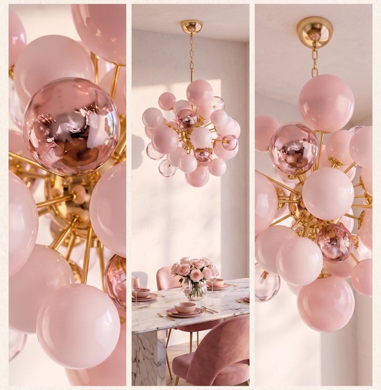 Sweet Bubbles Glass Chandelier, Pink