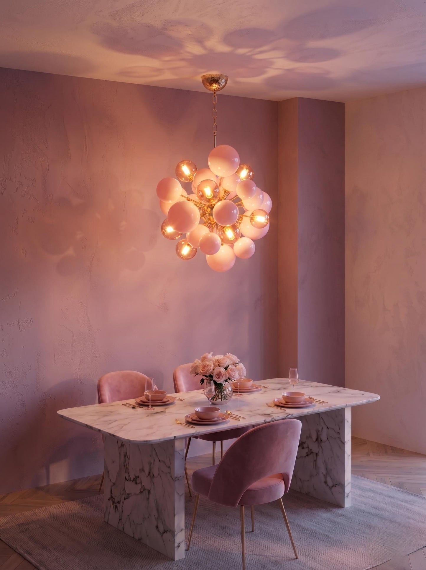 Sweet Bubbles Glass Chandelier, Pink