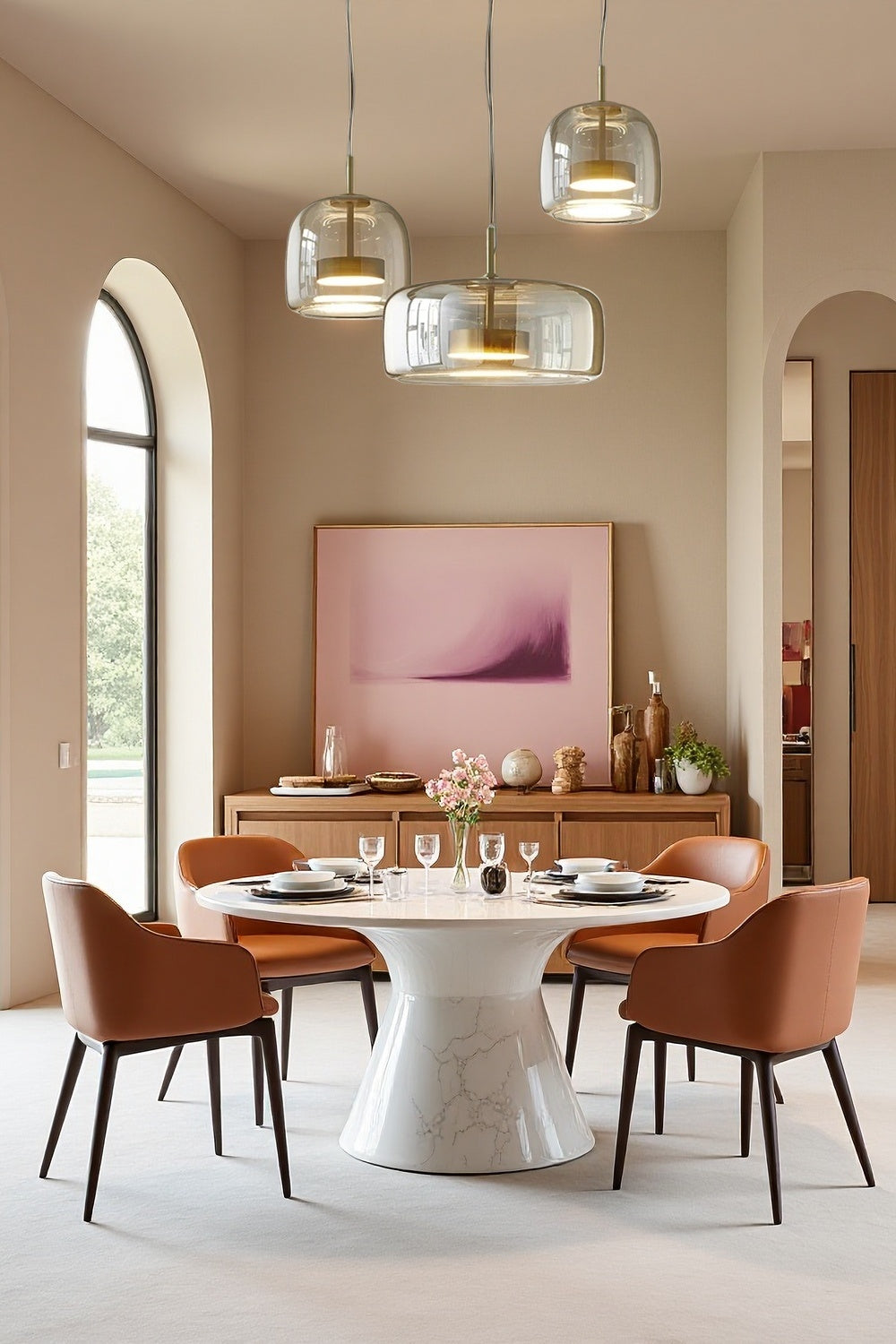 Nordic Designer Amber Glass LED Pendant light for Kitchen, Dimmable