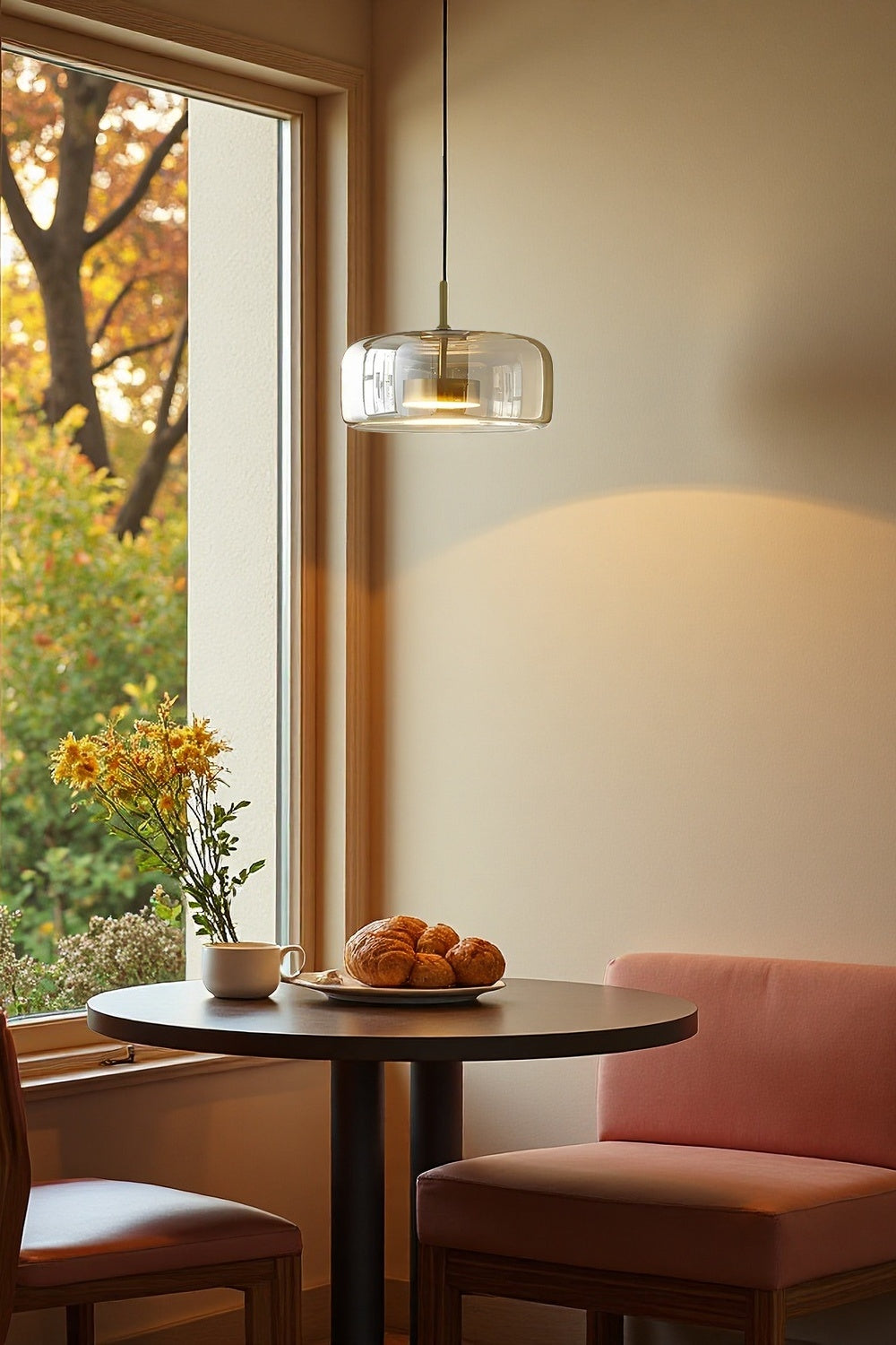 Nordic Designer Amber Glass LED Pendant light for Kitchen, Dimmable