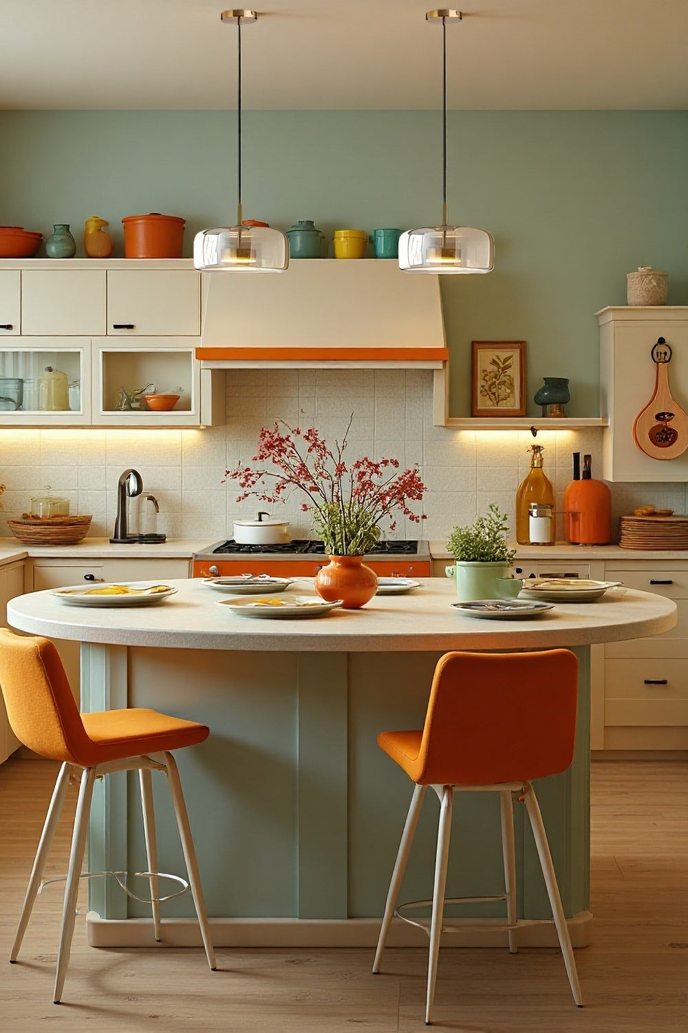 Nordic Designer Amber Glass LED Pendant light for Kitchen, Dimmable