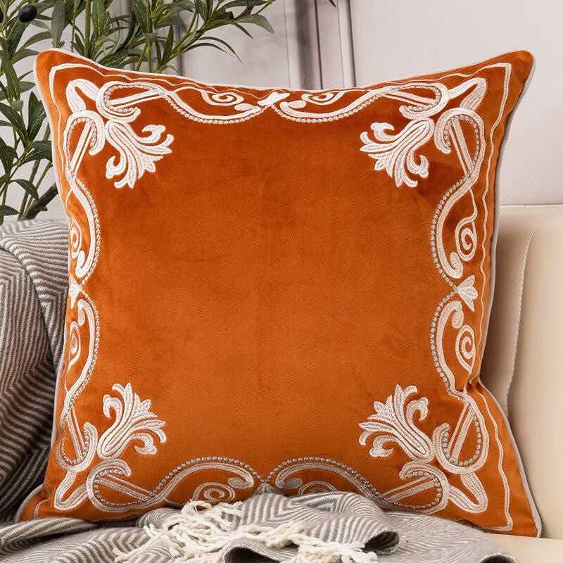 Royal Baroque Embroidered Velvet Pillow Case