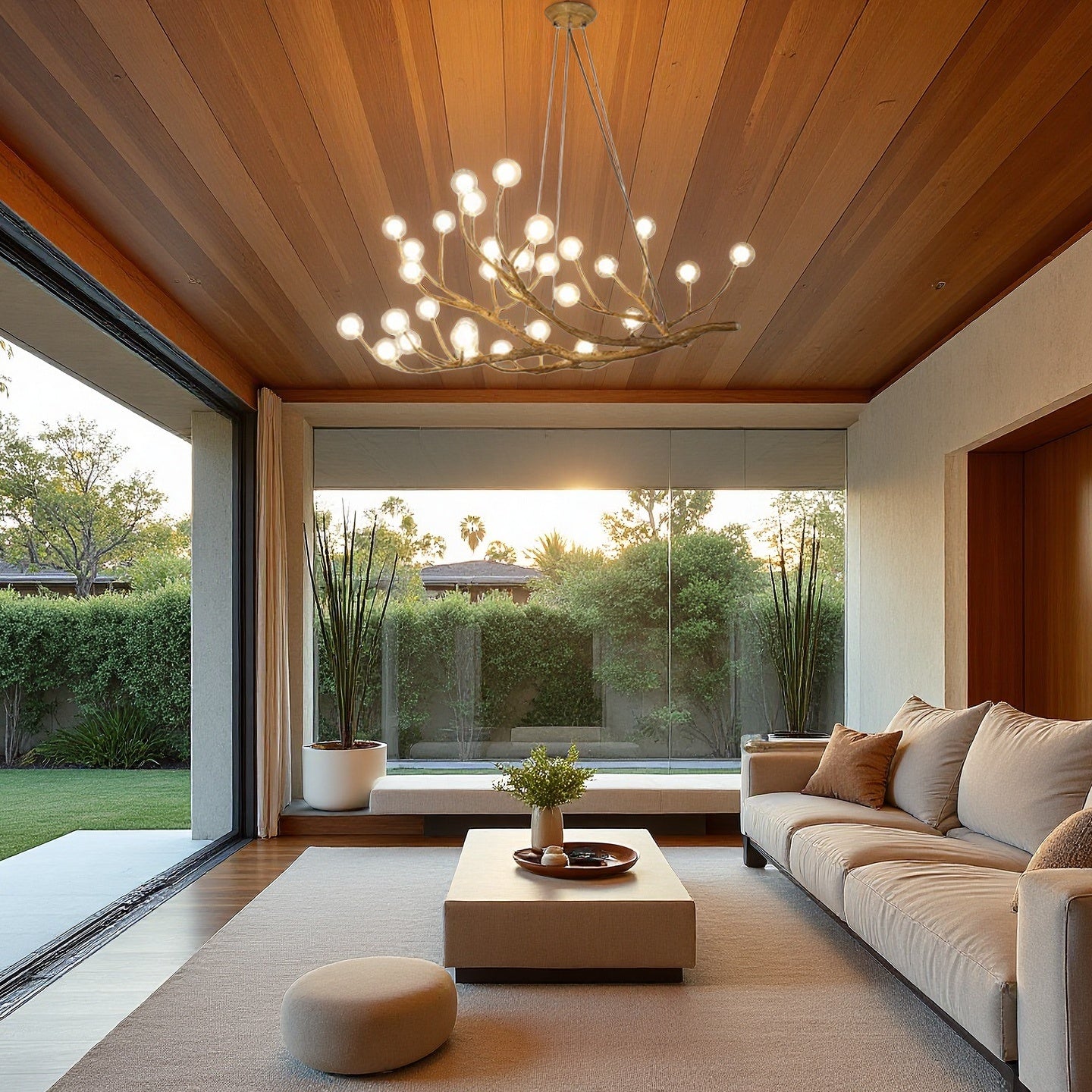 Rustic Tree Branch Chandelier, Dimmable