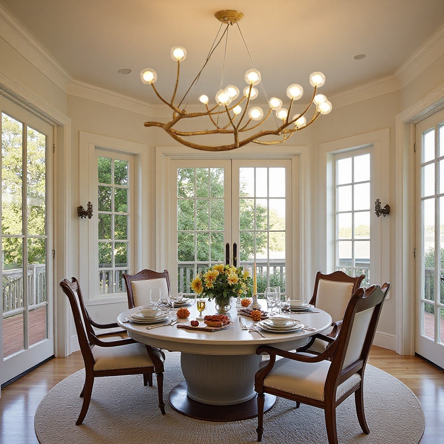 Rustic Tree Branch Chandelier, Dimmable