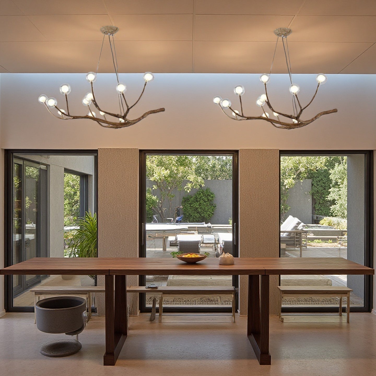 Rustic Tree Branch Chandelier, Dimmable