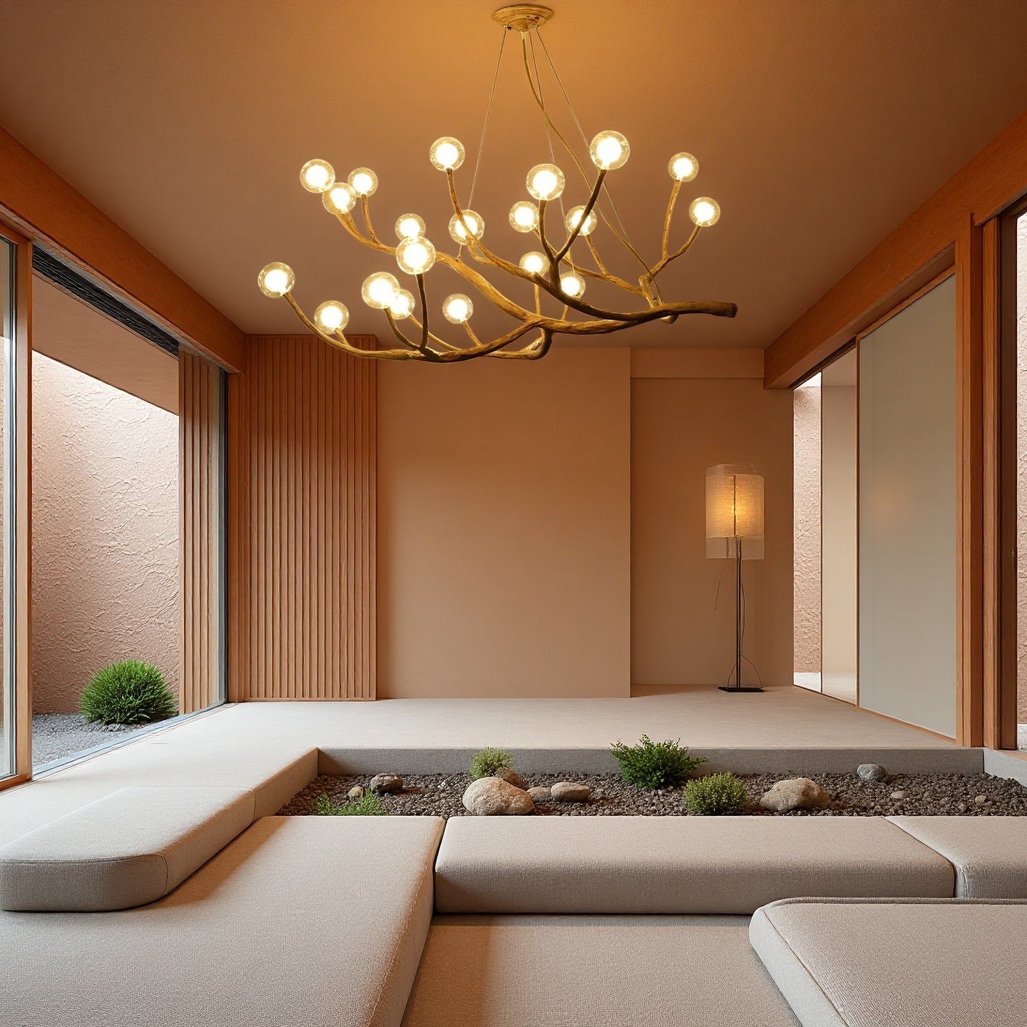 Rustic Tree Branch Chandelier, Dimmable