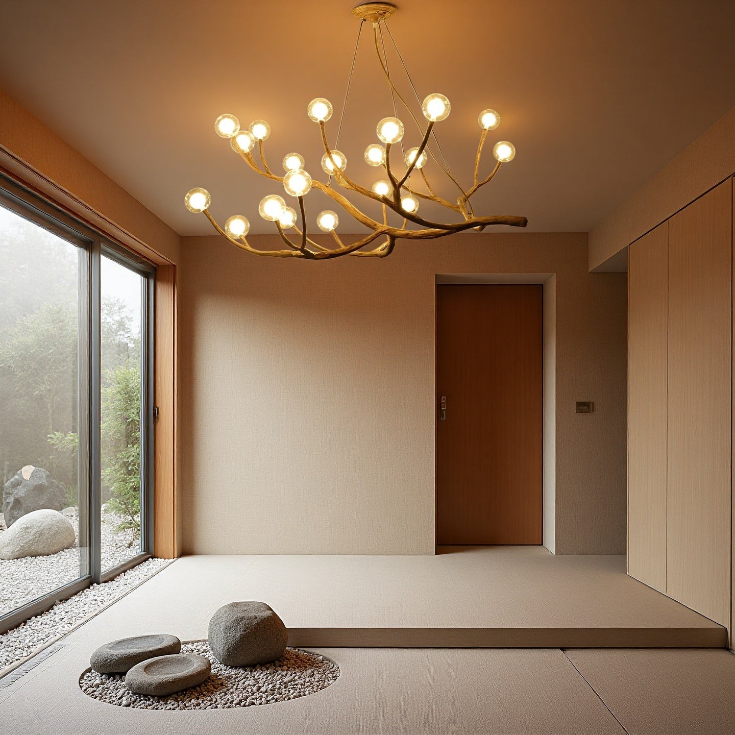 Rustic Tree Branch Chandelier, Dimmable