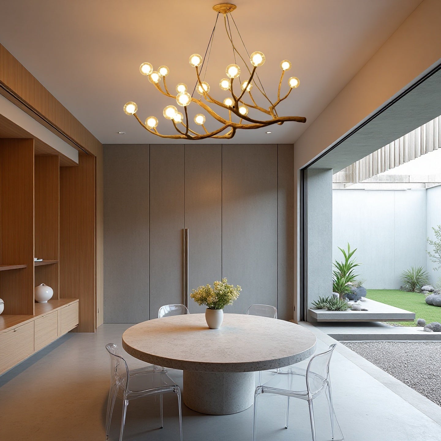 Rustic Tree Branch Chandelier, Dimmable