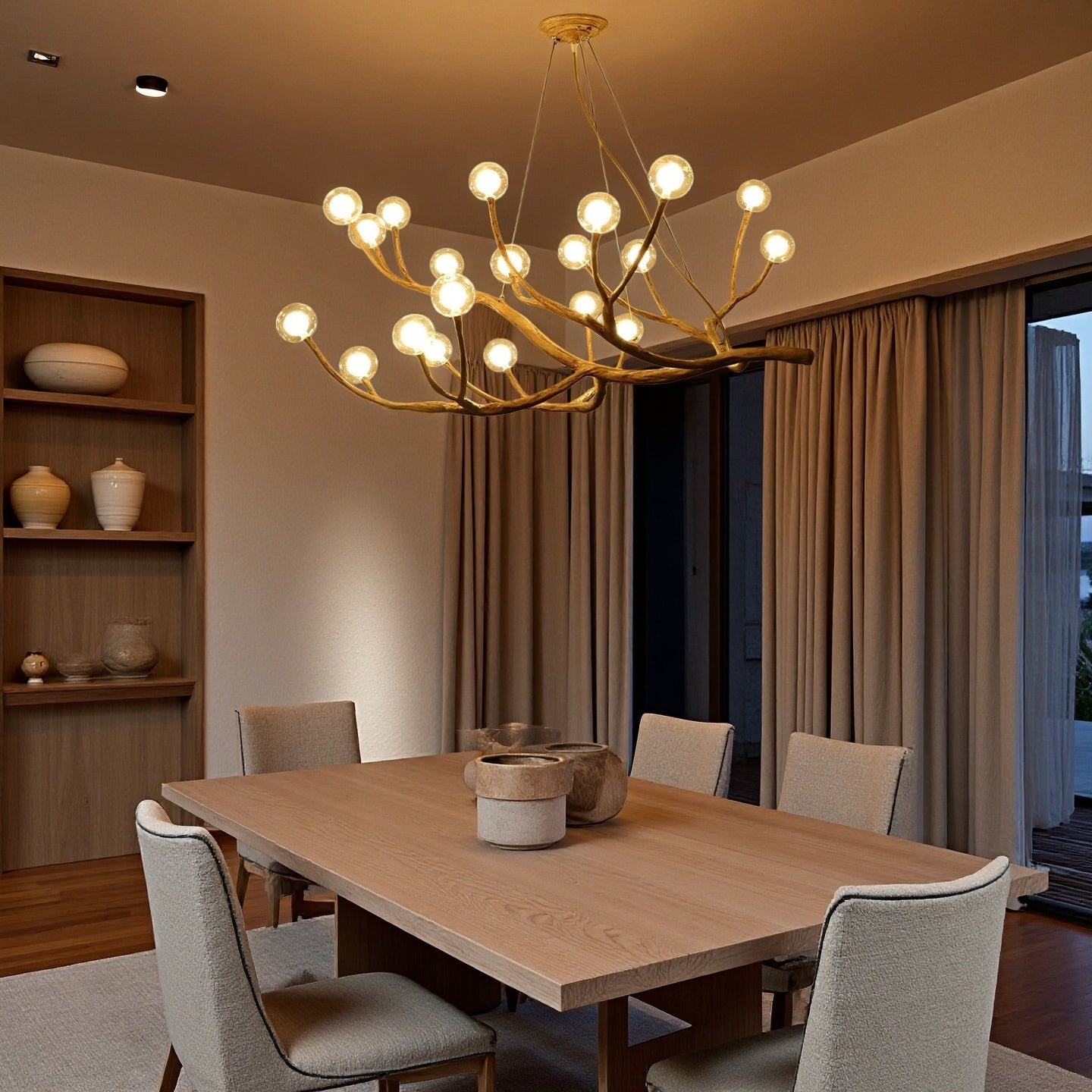 Rustic Tree Branch Chandelier, Dimmable