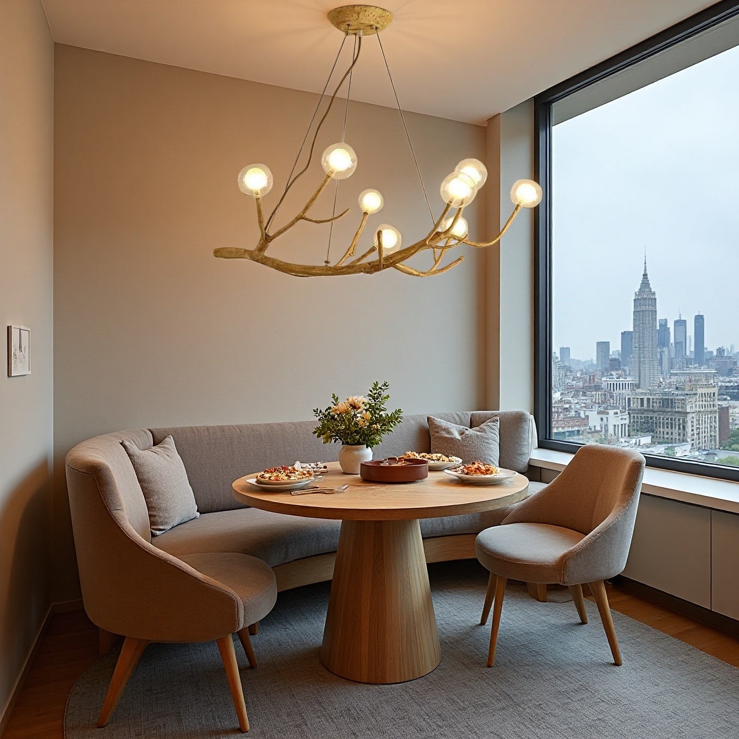 Rustic Tree Branch Chandelier, Dimmable