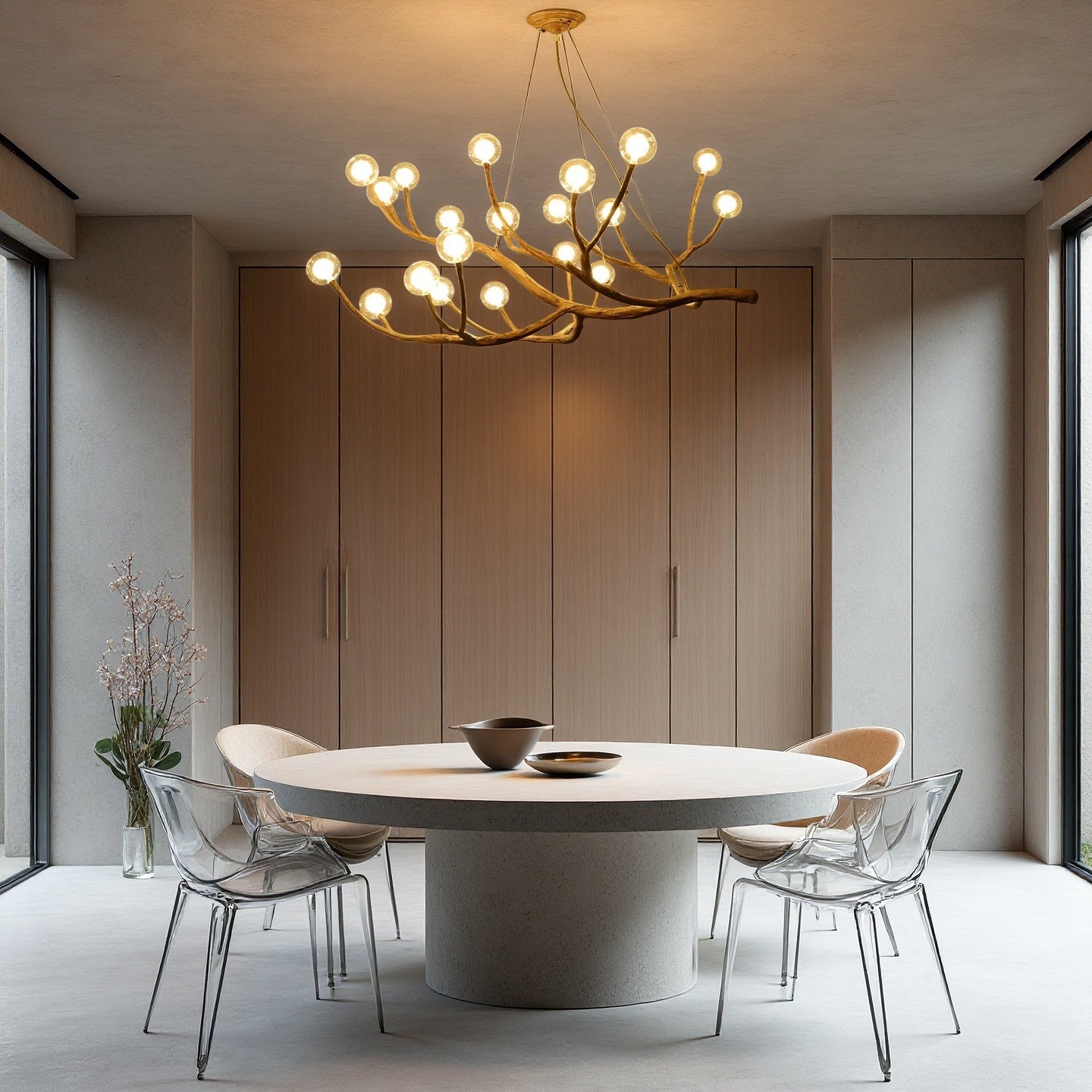 Rustic Tree Branch Chandelier, Dimmable