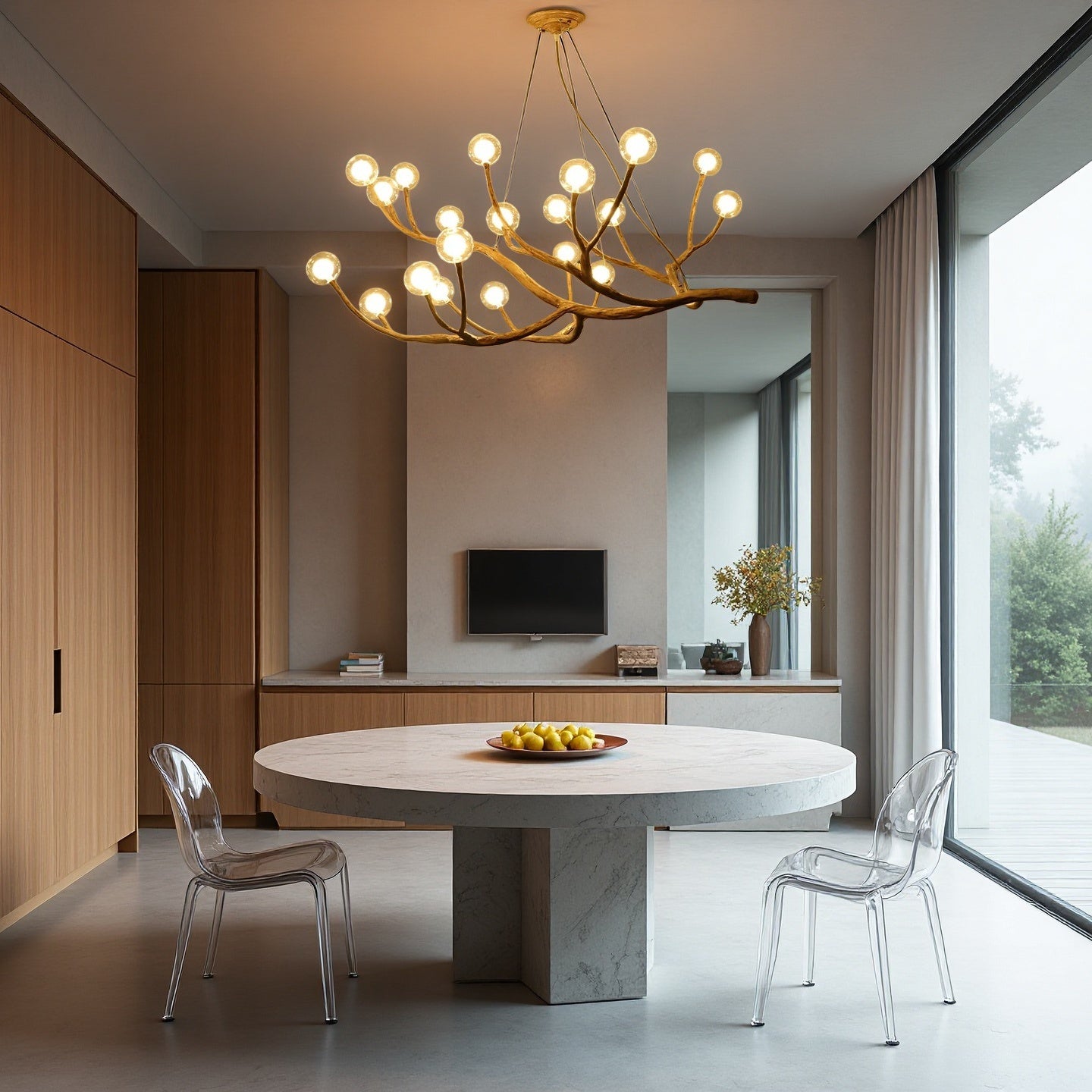 Rustic Tree Branch Chandelier, Dimmable