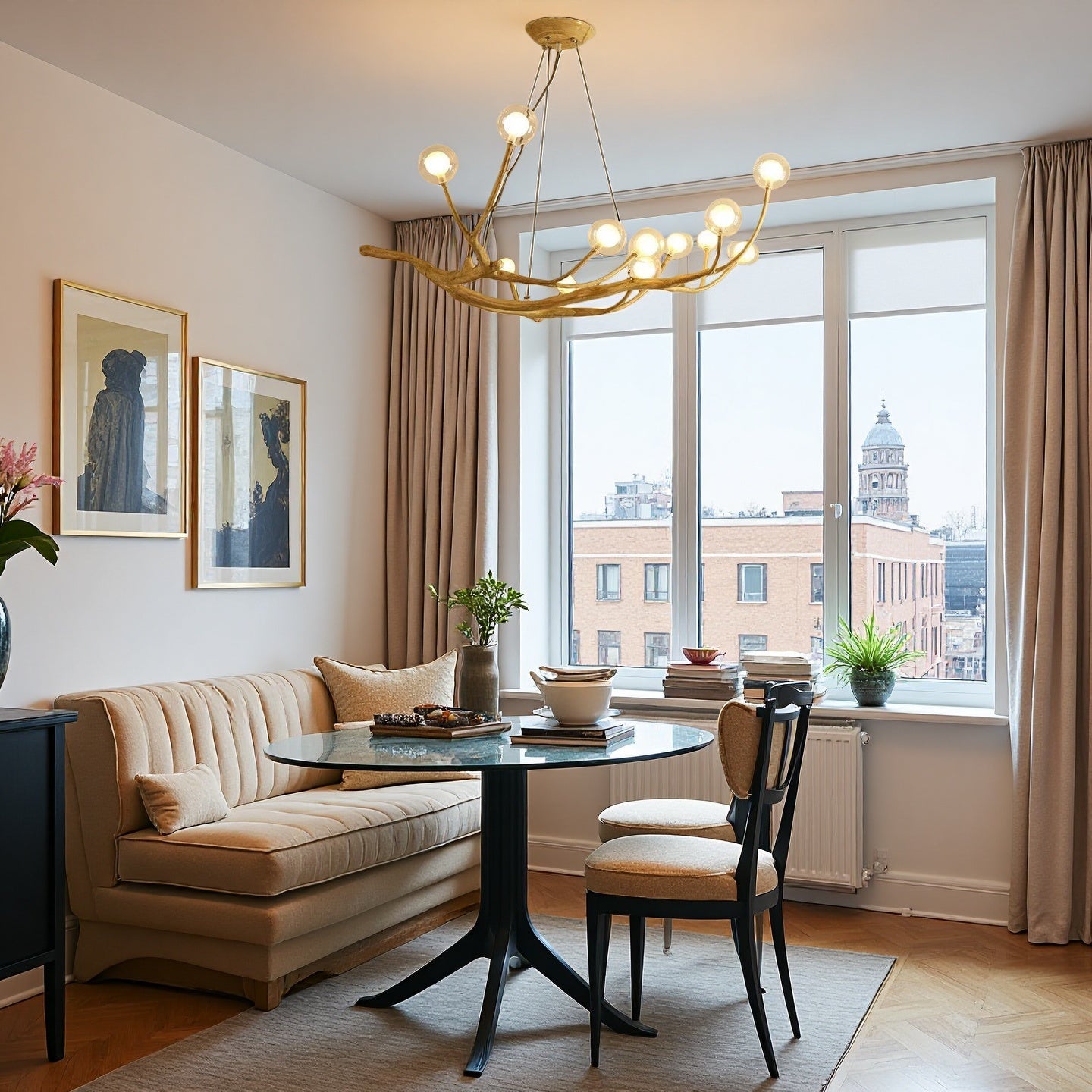 Rustic Tree Branch Chandelier, Dimmable