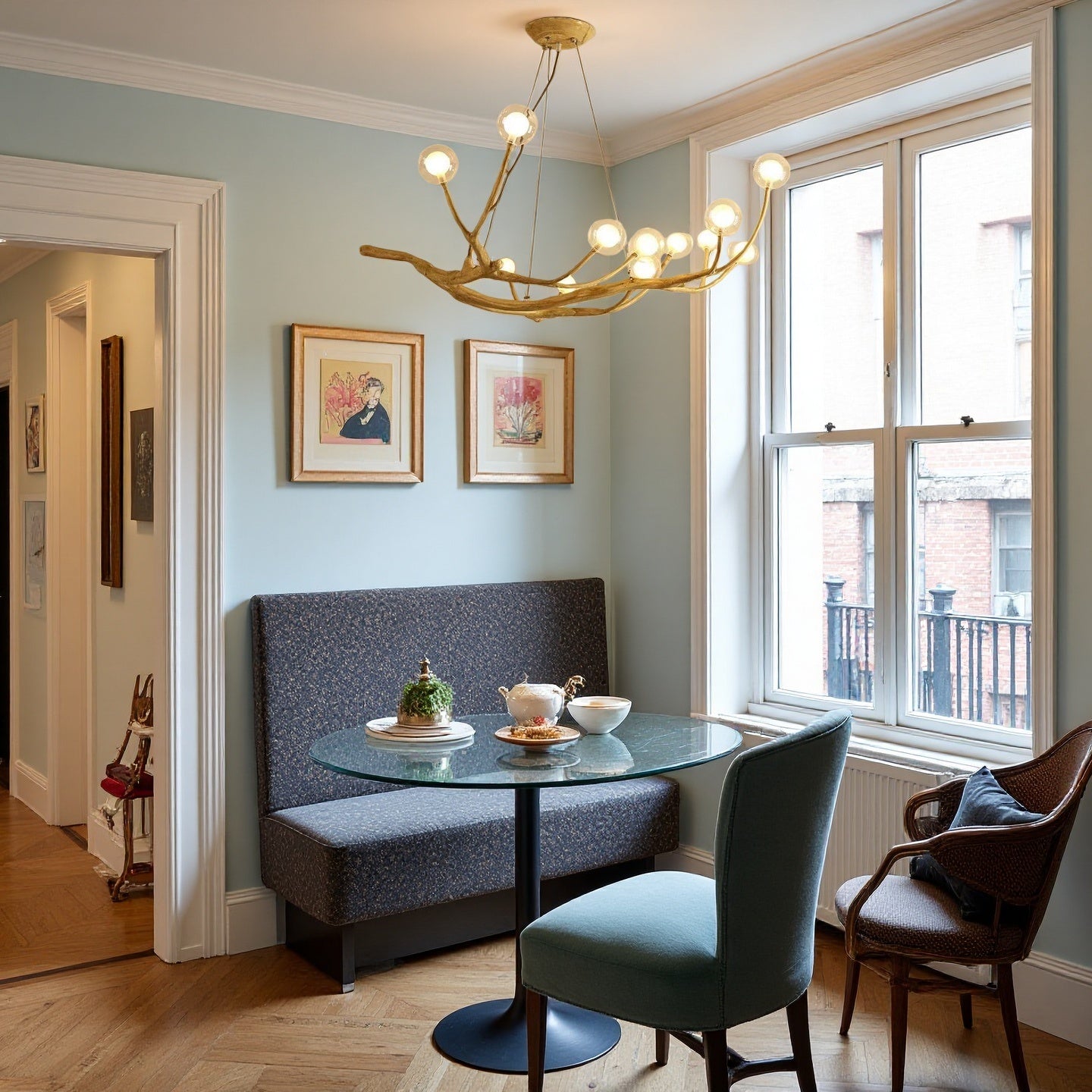 Rustic Tree Branch Chandelier, Dimmable