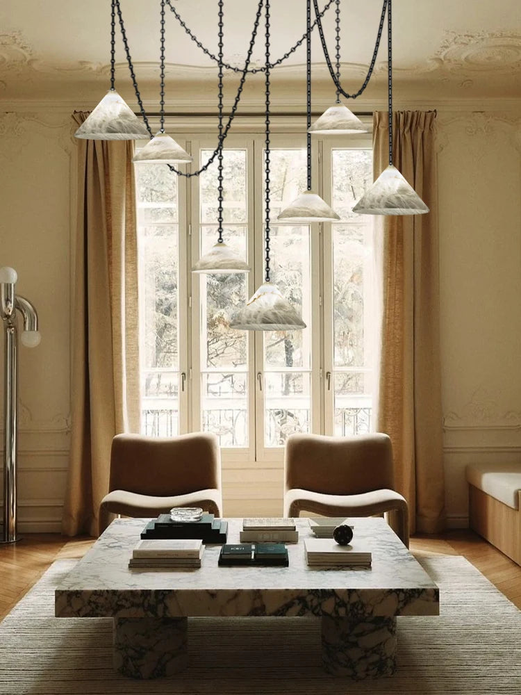 Etna Alabaster Pendant Light with Chain