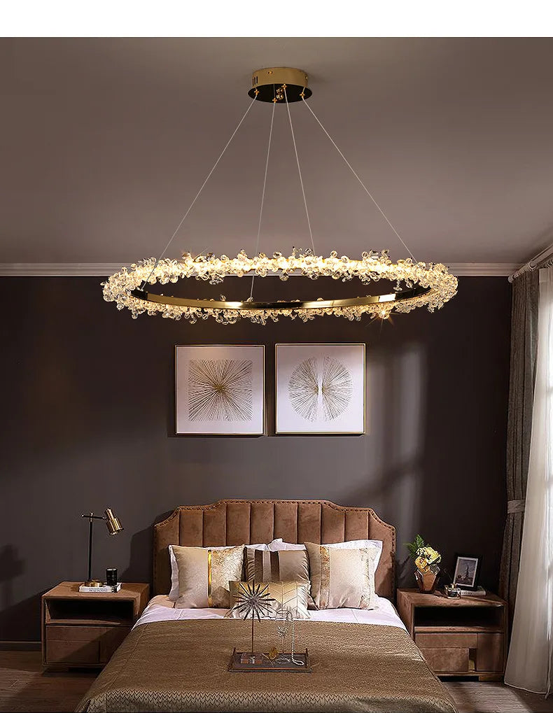 Starveil Crystal Pebbles Ring LED Chandelier