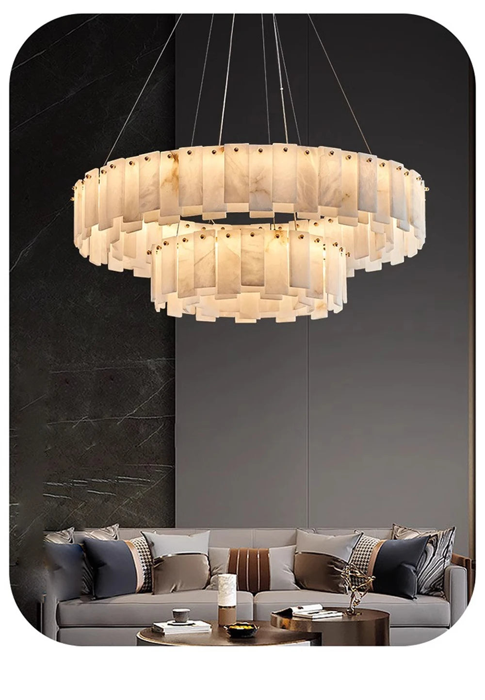Mallory Multi-Tier Panels Alabaster Chandelier