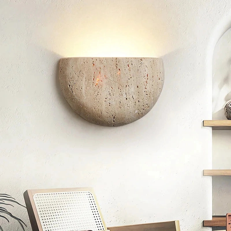 Matera Half Moon Travertine Wall Sconce