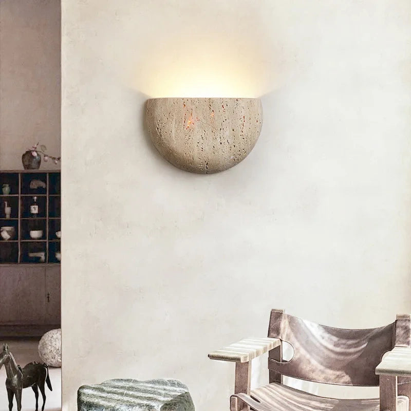 Matera Half Moon Travertine Wall Sconce