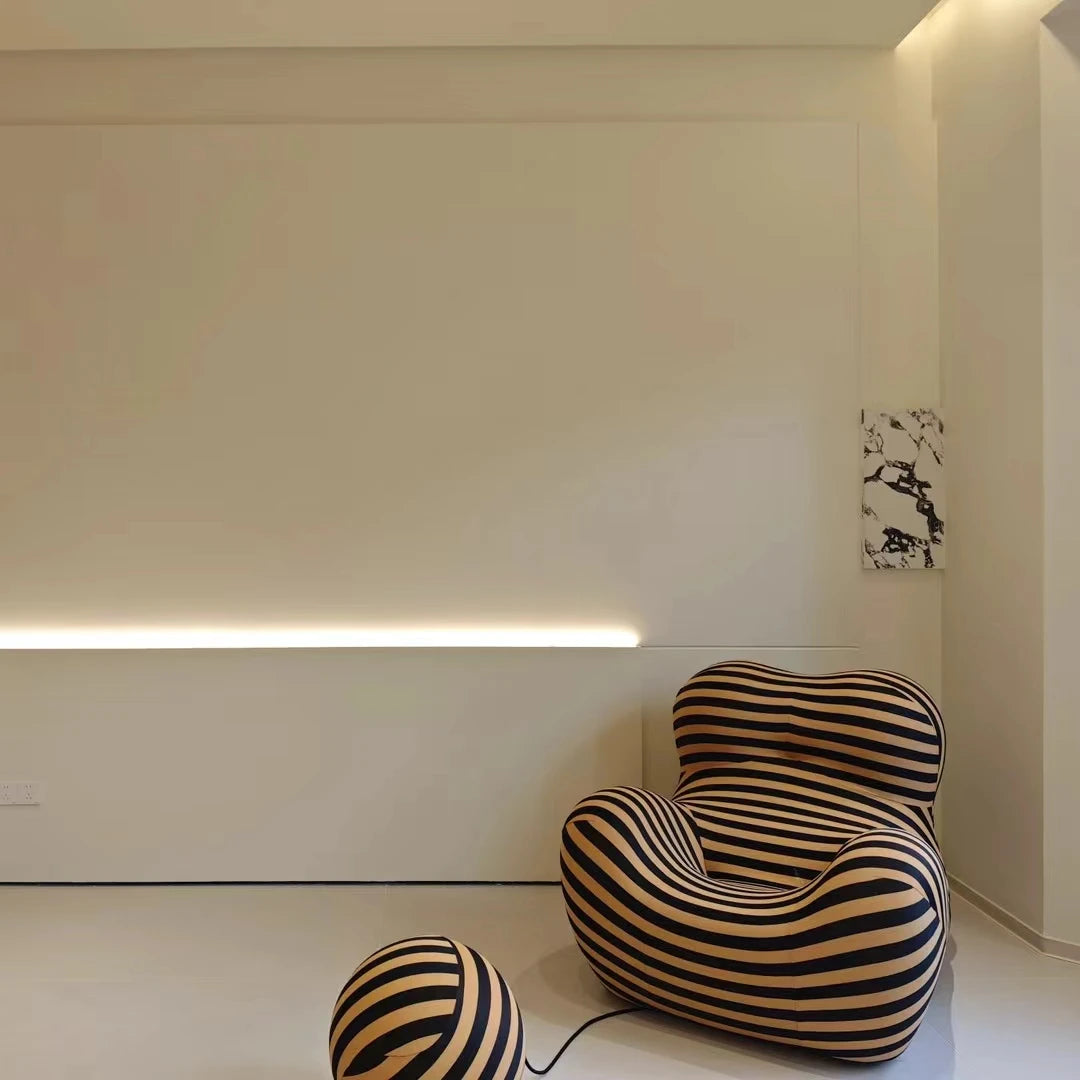 Bauhaus Striped Bean Sofa with Ottoman