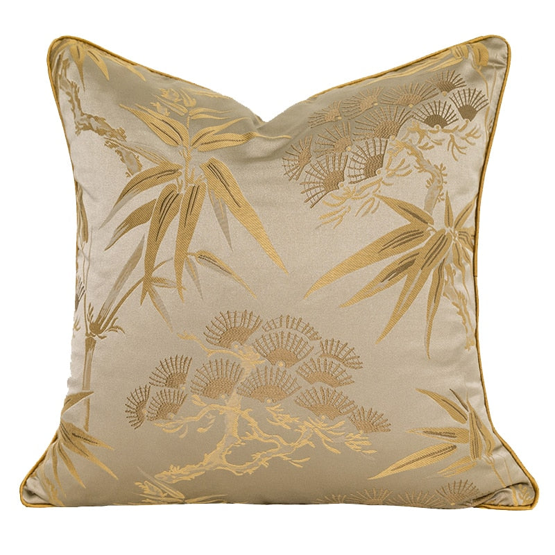 Luxury Gold Quatrefoil Geometric Pattern Jacquard Pillow Case