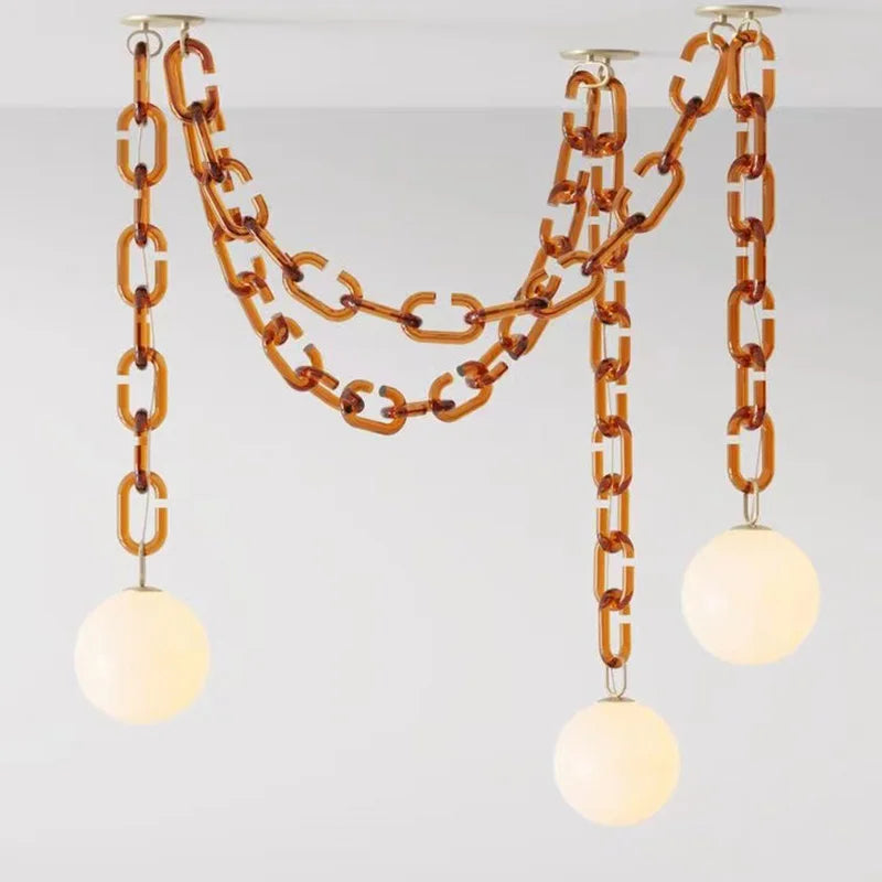 Hanging Chain Pendant Light with Globe