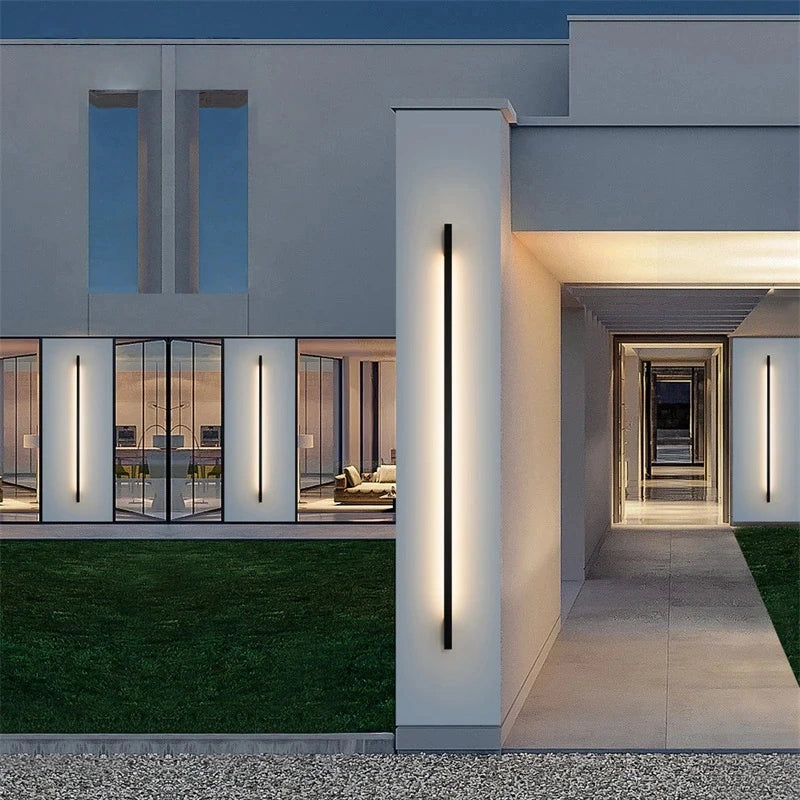 Minimalist Slim Black Waterproof LED Wall Light