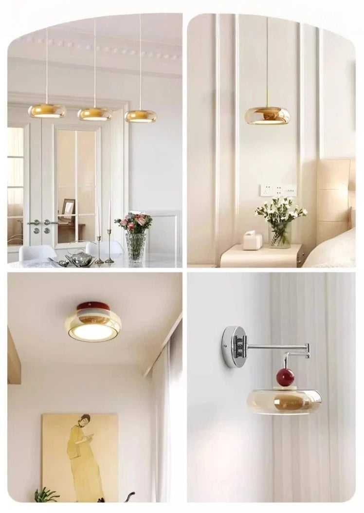 Marcella Amber Glass Adjustable Swing Arm Wall Sconce