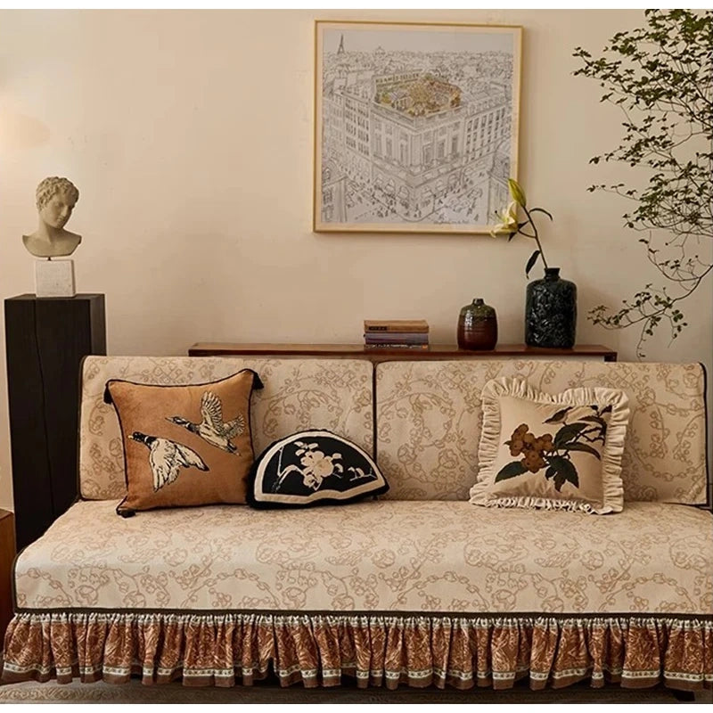 Oriental Retro Bird Cushion Cover with Tassels
