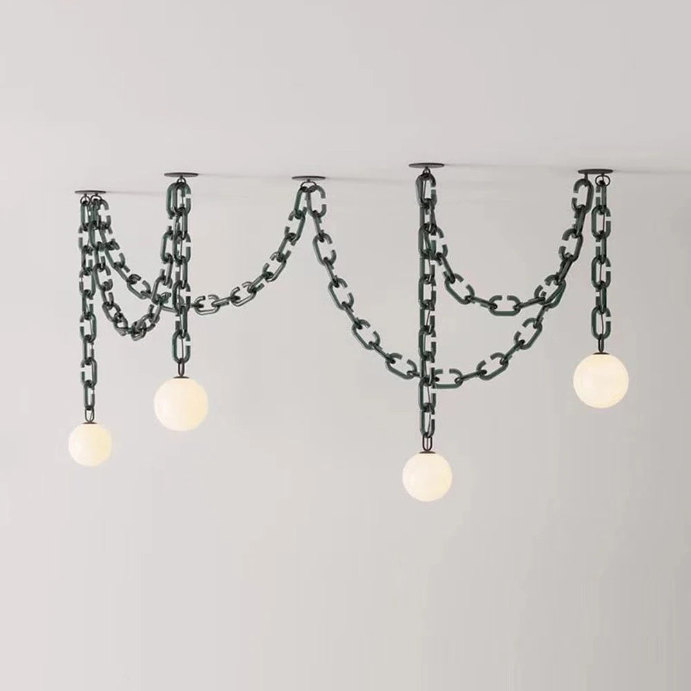 Hanging Chain Pendant Light with Globe
