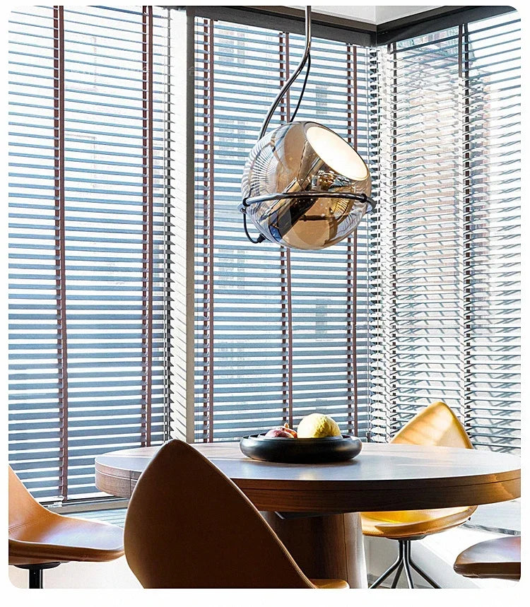Adjustable Amber Glass Globe Pendant Light