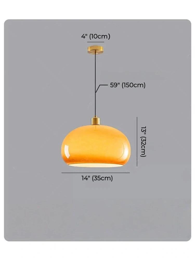 Bauhaus Orange Glass Dome Pendant Light