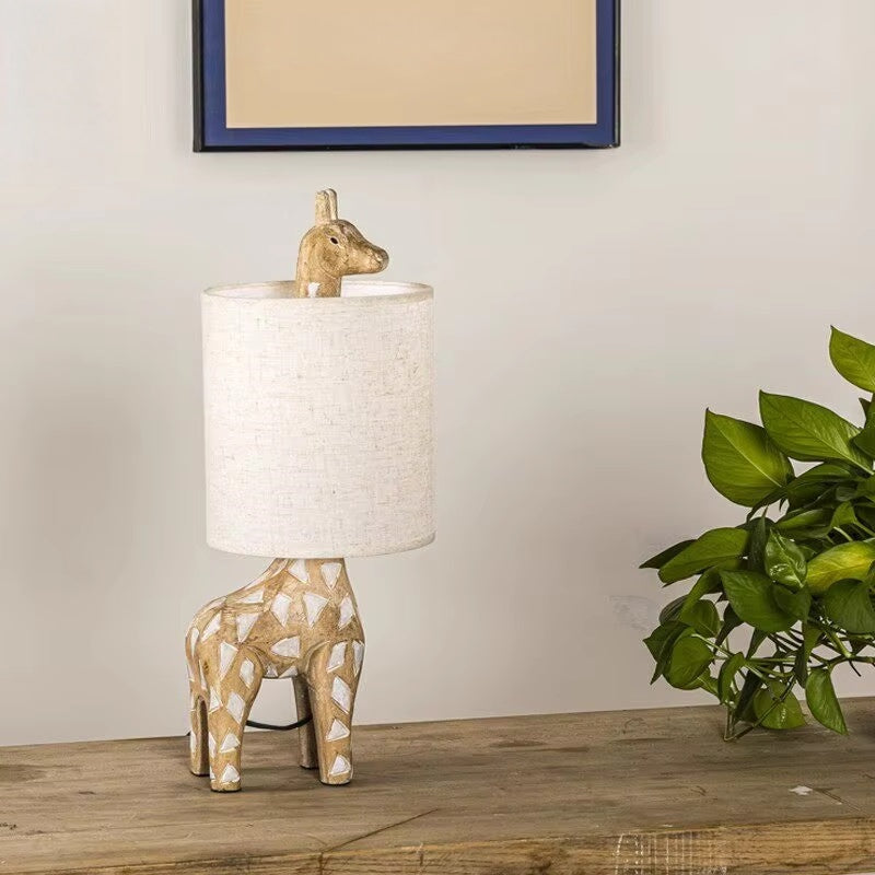 Fable Animal & Moon Wood Table Lamp
