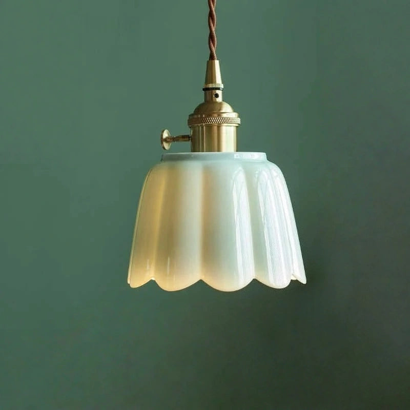 Celestine Floral Scalloped Ceramic Pendant Light