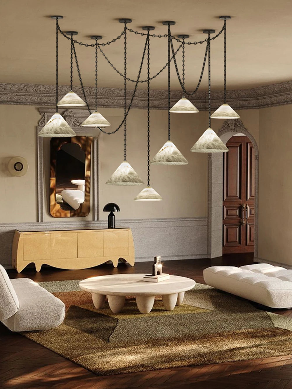 Etna Alabaster Pendant Light with Chain