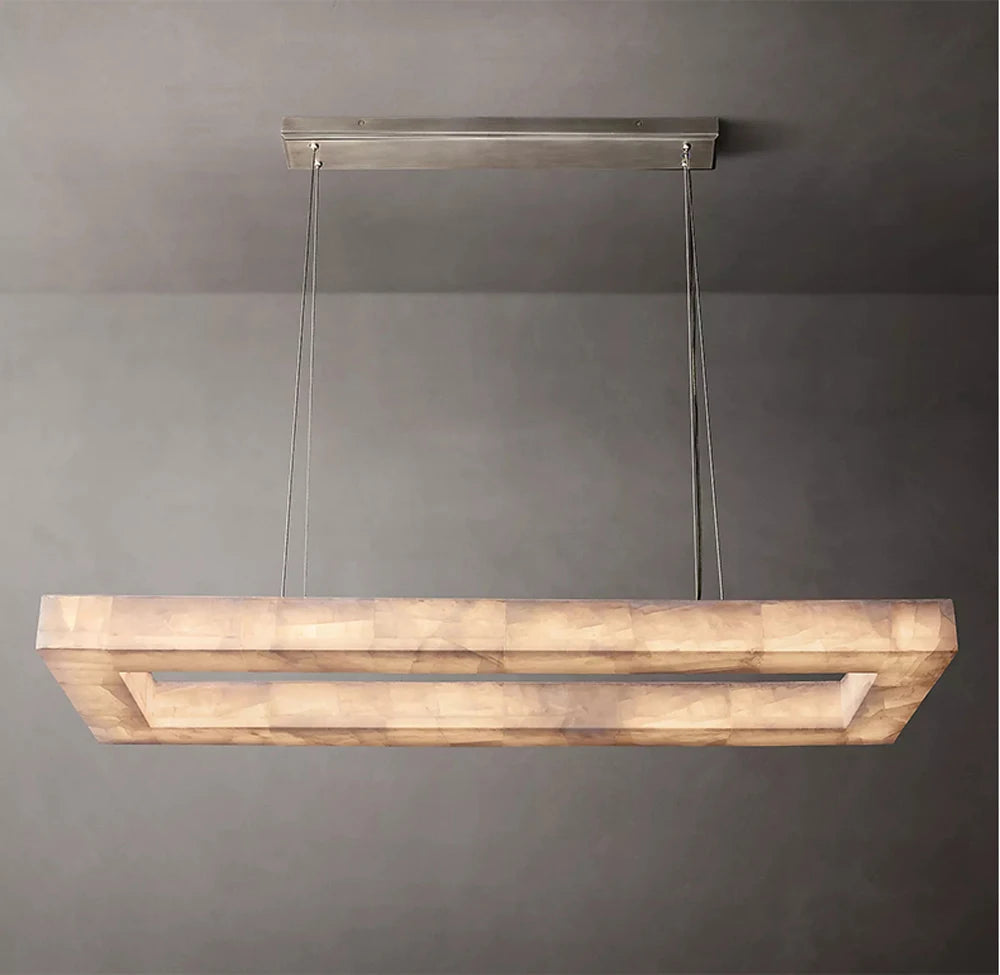 Minimalist Multi-Tier Ring Alabaster Chandelier