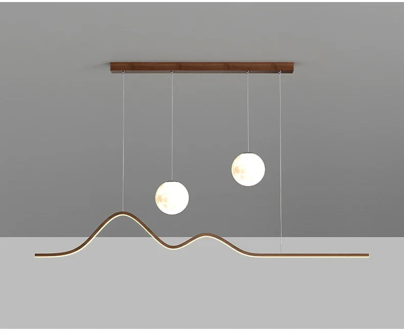 Forma Minimalist Arc LED Pendant Light with Two Globes