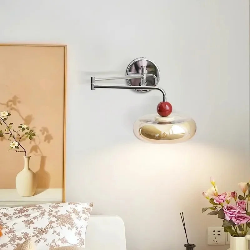 Marcella Amber Glass Adjustable Swing Arm Wall Sconce