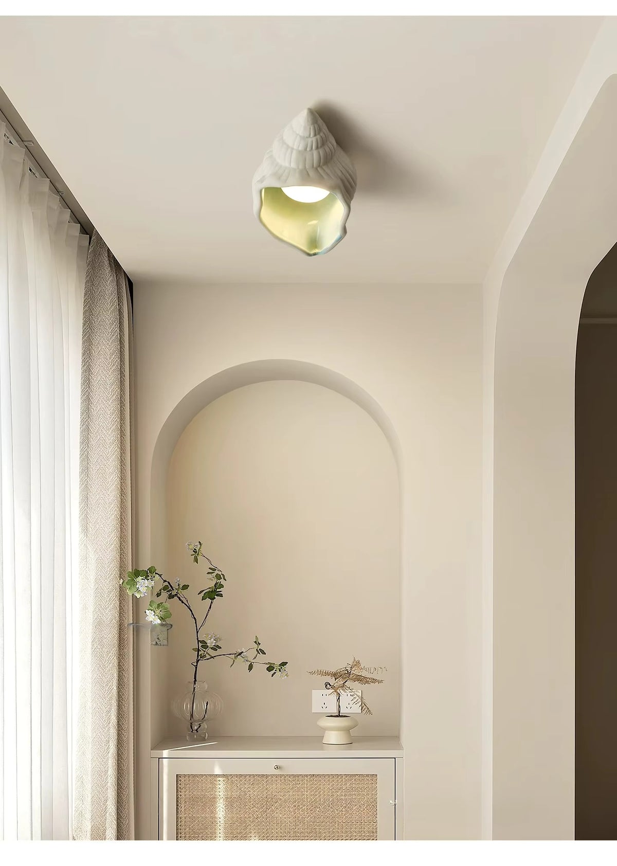 Nerissa Ceramic Conch Shell Ceiling Light
