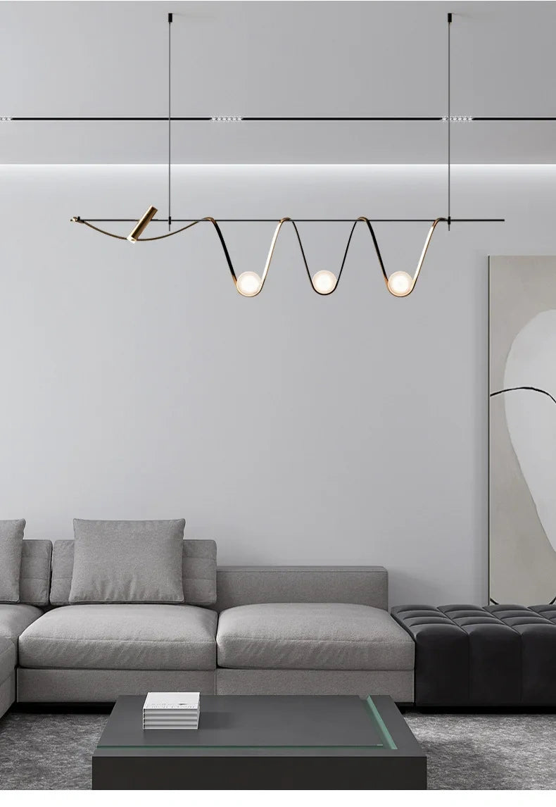 Aurelio Sculptural Wave Linear Chandelier