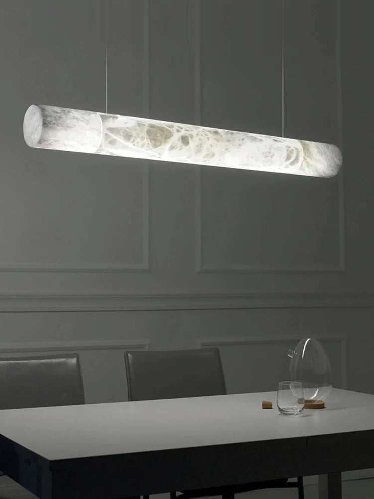 Irregular Alabaster Linear Tube Pendant Light, Minimalist