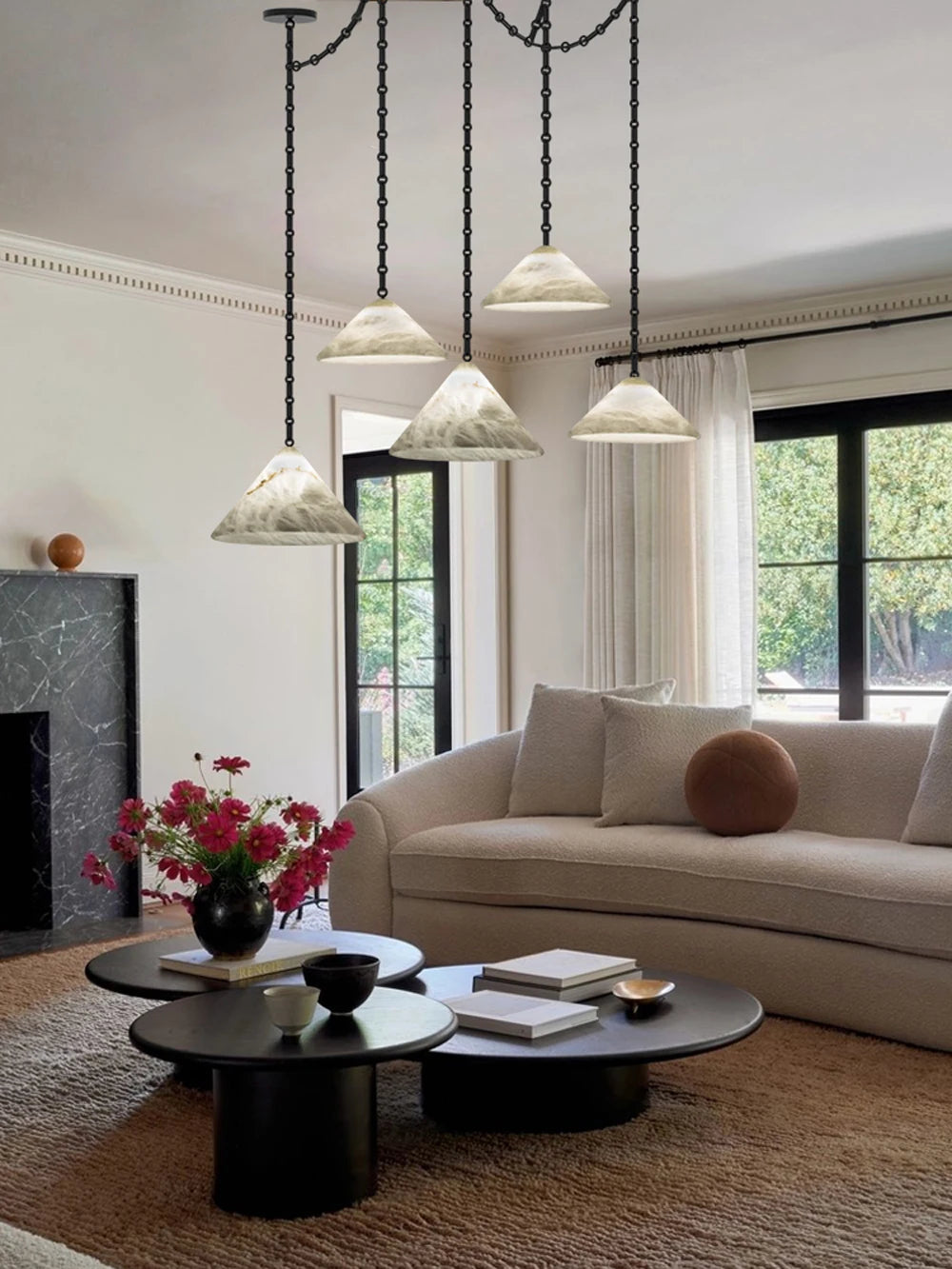 Etna Alabaster Pendant Light with Chain