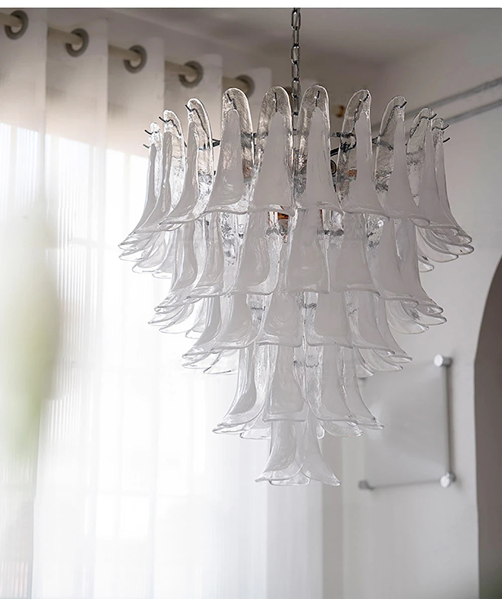 Alessia White Jade Glass Branch Chandelier