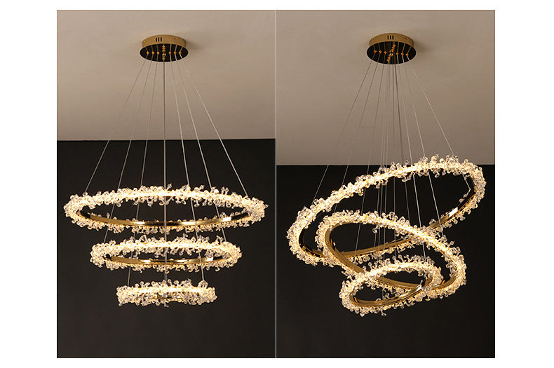 Starveil Crystal Pebbles Ring LED Chandelier
