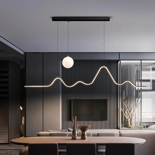 Forma Minimalist Arc LED Pendant Light with One Globe