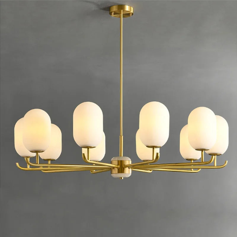 Laius Copper and Glass Gold Chandelier