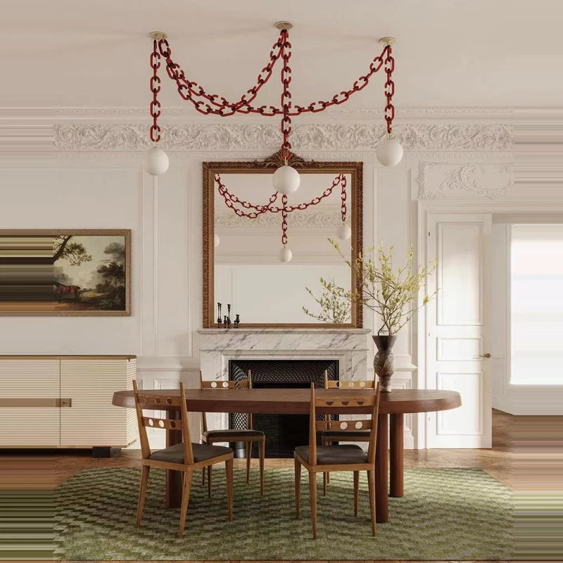 Hanging Chain Pendant Light with Globe