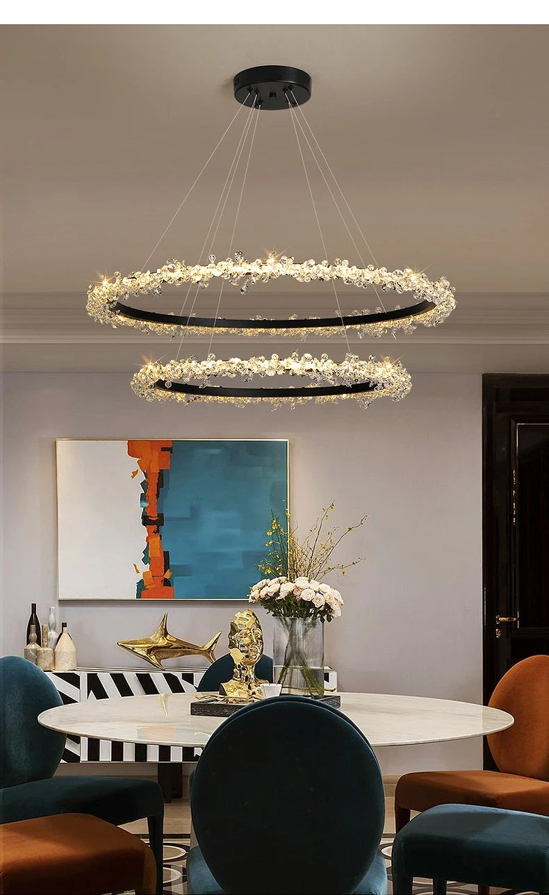 Starveil Crystal Pebbles Ring LED Chandelier