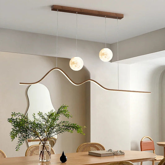 Forma Minimalist Arc LED Pendant Light with Two Globes