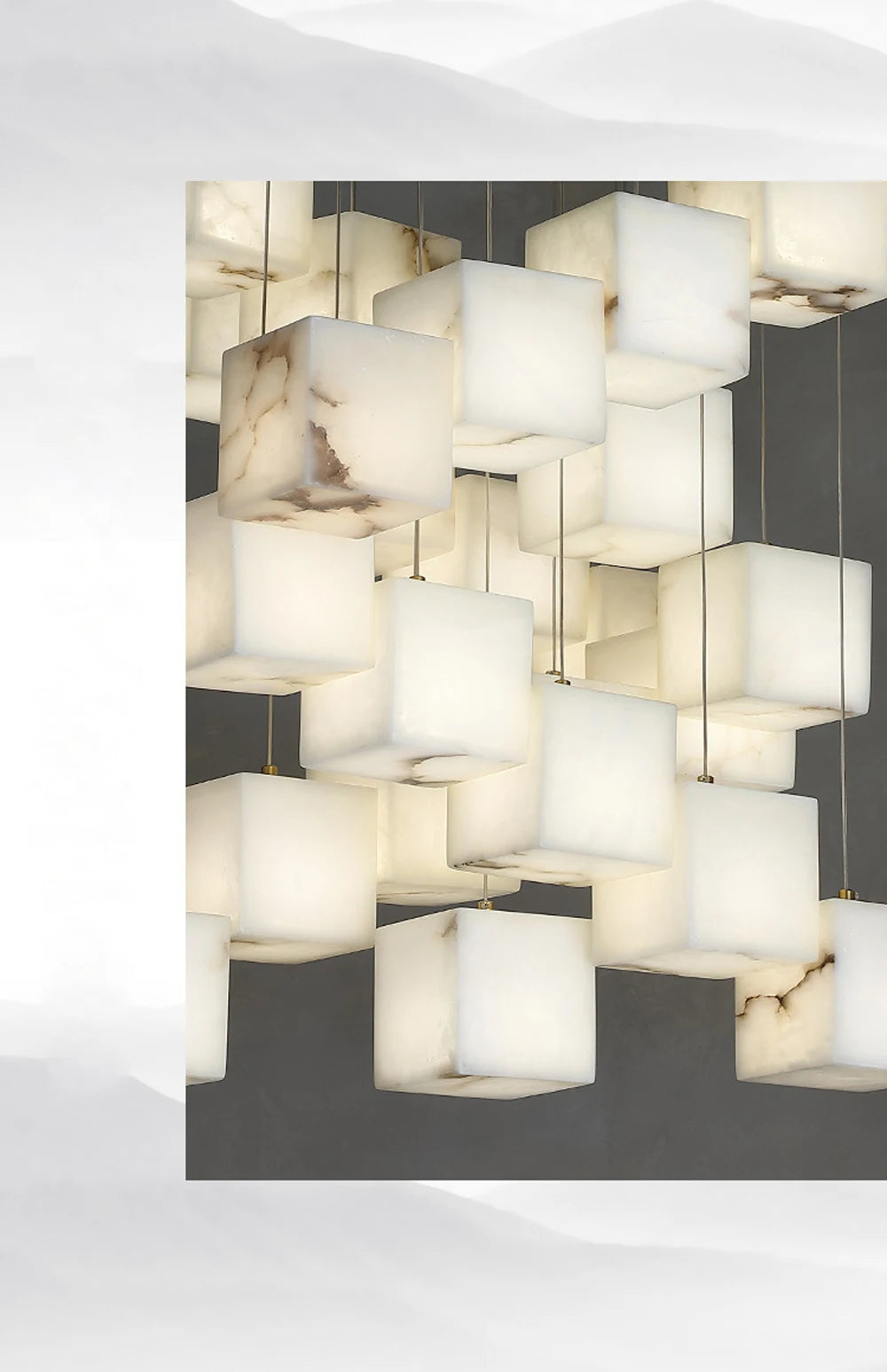 Dolomite Cluster Alabaster Cube Chandelier, Modular